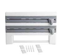 Portarotoli da Parete, 4-in-1 Portarotoli Parat Porta-pellicola da per 3 Rotoli con Spazio per Pellicole d'Alluminio e Trasparente,Supporto a Torre di Plastica, Grigio