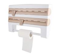 Portarotoli da Parete,Porta-pellicola da per 3 Rotoli,con Spazio per Pellicole d'Alluminio e Trasparente,con Supporto per Rotoli Superiore Removibile,Senza Foratura (Kaki)