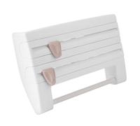 Portarotolo a parete a 3 scomparti, Dispenser e Taglierina Magnetica per Pellicola Trasparente porta rotolo di carta con lame affilate taglierina con superficie di appoggio Taglia rotoli con ripiano