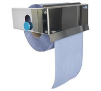 Portarotolo blu e dispenser per asciugamani di carta. Elegante acciaio inossidabile con design facile da strappare | Montaggio a parete con raccordo permanente. Prodotto nel Regno Unito per uso