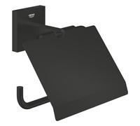 Portarotolo carta igienica GROHE Start Cube QuickFix con coperchio (metallo, montaggio a parete, fissaggio nascosto, viti e tasselli inclusi), 111 mm, con GROHE QuickGlue, nero opaco, 411022430