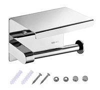 Portarotolo Carta Igienica Multifunzione 2 in 1 - Mensola Acciaio Inox 304 per Bagno e WC Con Supporto Cellulare - Installazione a Parete