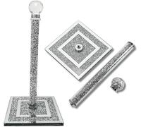 Portarotolo da cucina riempito con cristalli schiacciati, 31 cm, autoportante, montaggio a parete cromato, supporto per asciugamani, decorazione per la casa, porta fazzoletti, accessori