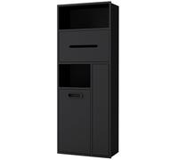 Portarotolo da parete in acciaio inox per bagno e bidone della spazzatura integrato, elegante porta scopino per casa, ufficio e cucina, nero, 30 x 78 x 14 cm