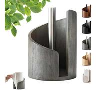 Portarotolo di carta assorbente da appoggio Mountain con base rotonda in legno di mango e supporto in ferro, resistente organizer da cucina per riporre i rotoli - Design a spirale (#C)