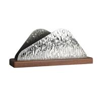 Portarotolo di carta assorbente in acciaio inox con base in legno, dispenser verticale for tovaglioli, for cucina e ristorante, design moderno a forma di crepa di ghiaccio(Silver)