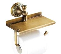 Portarotolo di carta igienica con ripiano per telefono, porta rotolo di carta igienica da bagno, in ottone anticato, montaggio a parete, accessori da bagno, design intagliato