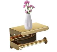Portarotolo di carta igienica oro con mensola supporto a parete porta rotolo di carta igienica con portaoggetti accessori da bagno Supporto Tp con ripiano per telefono Materiale in acciaio