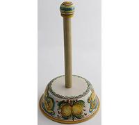 Portarotolo in ceramica siciliana giallo e verde di santo stefano di camastra decorata a mano Limoni Art 11