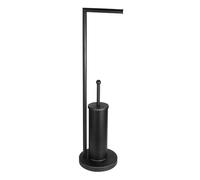 Portarotolo per WC in acciaio inox opaco con porta spazzolino, montaggio senza viti, antiruggine, supporto per carta igienica, combinazione 2 in 1