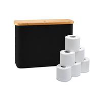 Portarotolo Relaxdays, 12 Rotoli, HxLxP: 34,5 x 45 x 15 cm, Tessuto, bambù, Contenitore per riserva, Nero