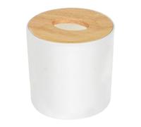 Portarotolo rotondo in ceramica, con coperchio in acrilico, per rotolo di carta, con coperchio in legno massello, per soggiorno, ristorante, bagno, cucina