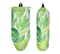 Portasacchetti di plastica con foglie verdi, da appendere, riutilizzabili, per la spesa, lavabili, per casa, cucina, confezione da 2