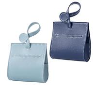 Portasacco per cacca di cane dispenser creativo sacchetto di rifiuti per cani in pelle Distributore di sacchetti di cacca animali domestici,Accessori per passeggiate per cani (blu scuro e blu cielo)