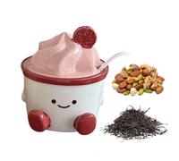 Portasale - Carattere Cartoon Carina Utensili Cucina in Ceramica con Coperchio e Cucchiaino | Contenitore per Sale Marino - per Cucina Casa Pranzo Cottura Condimenti Tavolo Bar Picnic Esterno