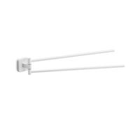 GEDY | Porta Asciugamani Bagno Tonga in Acciaio Inox e Cromall, Appendi Asciugamani a Snodo Fissabile con Viti Incluse o Biadesivo, Bianco Matt, 4,7x39,1x5,8cm