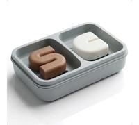 Portasapone a doppio scomparto, porta sapone da bar con strato di drenaggio, vassoio per sapone per bagno, doccia, vasca (1 pezzo, grigio)