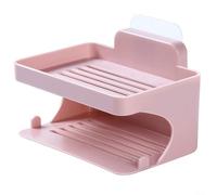 Portasapone a doppio strato, confezione da 1 vassoio grigio da parete per sapone da bar con design autodrenante mantiene il sapone asciutto per bagno uso domestico (rosa)