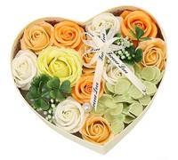 Portasapone a forma di cuore, bouquet di rose artificiali, set per San Valentino, festa della mamma, compleanno, anniversario, regalo romantico per lei, decorazione per matrimoni (B)