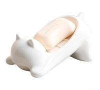 Portasapone a forma di gatto in plastica antiscivolo per portasapone bianco | Realizzato in robusta plastica PP, liscia per una superficie senza sbavature, delicato sulle mani, durevole e leggero