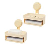 Portasapone A Ventosa 2 Pezzi Portasapone Bagno In Plastica Con Drenaggio, Con 2 Spugna, Porta Sapone Per Doccia Senza Forare, Porta Sapone Bagno Da Muro, Con Supporto Per Spugna, Per Bagno Cucina