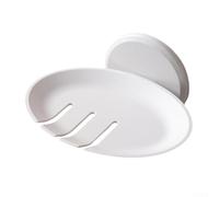 Portasapone autodrenante con ventosa per bagno, cucina e doccia, in ABS + acrilico, 13,2 x 9,5 x 7,5 cm, giallo/nero/bianco (bianco)