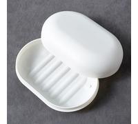 Portasapone bianco, contenitore per sapone da viaggio, piatto portatile con coperchio, supporto portatile per vassoio da bagno, accessori da bagno, VGy741 (A, 7,5 x 11,2 x 3,8 cm)