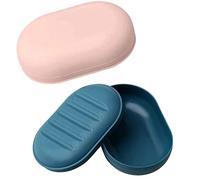 Portasapone con coperchio,portasapone 2 pezzi,contenitore portasapone da viaggio,doccia portatile perfetto per bagno,viaggi,campeggio(Rosa + blu scuro)