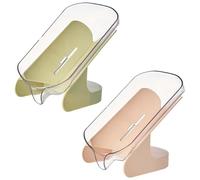 Portasapone con Drenaggio,Porta Saponetta in Plastica,Contenitore per Sapone da Doccia,Vassoio con Ventosa,Adatto per Bagno,Cucina,Facile Pulizia (2 Pezzi)