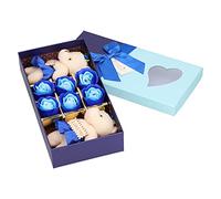 Portasapone con Orsetto, Colore Brillante, Decorazione Carina per Matrimonio, San, Festa della Mamma, per Sempre Amato (BLUE)