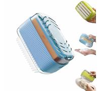 Portasapone con rullo per la pulizia, scatola di sapone schiumogeno 2 in 1 con gorgogliatore a rullo, dispenser portatile per sapone da bucato con rullo e fori di scarico, contenitore da viaggio per