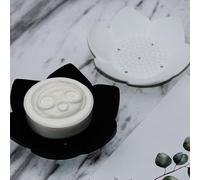 Portasapone, confezione da 2 vassoi antiscivolo in silicone a forma di loto, efficiente, design portatile, elegante decorazione per bagno e viaggio (nero)