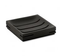 Portasapone da appoggio nero in resina 11x11 cm moderno per arredo bagno Linea Dark