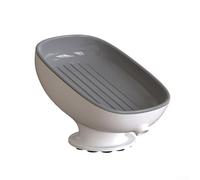 Portasapone da bagno, 8,6 x 8,8 x 13 cm, in plastica, a doppio strato, con design inclinato autodrenante, per doccia e lavandino (grigio)