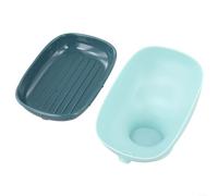 Portasapone da bagno, 8,6 x 8,8 x 13 cm, in plastica, a doppio strato, con ventosa, design inclinato autodrenante, per doccia e lavandino (scatola blu)