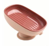 Portasapone da bagno con struttura in plastica, doppio strato di drenaggio portasapone con ventose multiple per un fissaggio sicuro nella doccia (rosso)