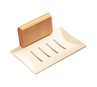 Portasapone da bagno, montaggio a parete, in legno naturale, senza fori, elegante e funzionale, per altri bagni (legno + bianco)