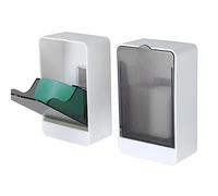 Portasapone da bar, piatto doccia, 2 pezzi, contenitore per sapone autodrenante con coperchio, contenitore per sapone da parete per bagno, vasca da bagno, lavandino, impermeabile, bianco, adesivo