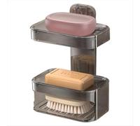 Portasapone da doccia, contenitore per articoli da toeletta da parete, doppio strato, supporto universale a ventosa forte, senza trapano