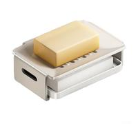 Portasapone da parete in lega di alluminio per bagno, senza montaggio a trapano e design di drenaggio per ridurre al minimo il ristagno dell'acqua e la degradazione del sapone (bianco)