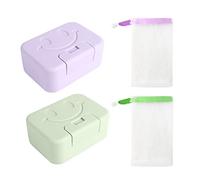 Portasapone da Viaggio 2 Pezzi Con Sacchetti, Coperchio e Contenitore Portatile per Bagno, Casa, Campeggio (Viola, Verde)