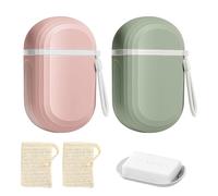 Portasapone da viaggio impermeabile, 2 pezzi, portasapone da viaggio con griglia scolapiatti, portasapone portatile con 2 portasapone con coperchio per bagno, attività all'aperto, campeggio (rosa +