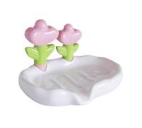 Portasapone decorativo in plastica a forma di fiore, autodrenante, per doccia, bagno, cucina, 1 pezzo, Bjt819 (bianco, 14,5 x 11 x 3 cm)