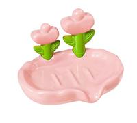 Portasapone decorativo in plastica a forma di fiore portasapone autodrenante vassoio portasapone per doccia, bagno, cucina, 1 pezzo, Bjt819 (14,5 x 11 x 3 cm)