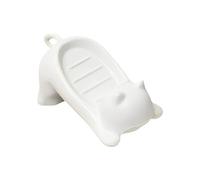 Portasapone design gatto con scarico automatico (19 x 10 x 9 cm), supporto per sapone, portasapone doccia - Bianco, per cucina, bagno & doccia