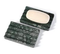 Portasapone di lusso in marmo naturale indiano, 2 portasapone in pietra for doccia e lavandino, portasapone antiscivolo for doccia, salvasapone facile da pulire con scanalature a strisce profonde