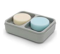 Portasapone doppio a doppio scomparto for shampoo solido con vassoio di drenaggio(Gray)