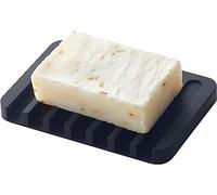 Portasapone flessibile in silicone - Organizer per bagno, vassoio dell'acqua, scatola antiscivolo, tappetino drenabile per doccia, cucina, nero
