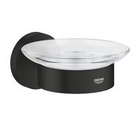 Portasapone GROHE Start QuickFix con supporto (metallo e vetro, fissaggio nascosto, viti e tasselli inclusi, facilissimo da montare con GROHE QuickGlue), dimensioni 125 x 58, nero opaco, 411932430