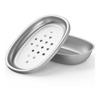 Portasapone in acciaio inox altamente affidabile e durevole, doppio strato in metallo porta sapone con vassoio drenante, doccia da bagno, lavello da cucina (ovale-1)